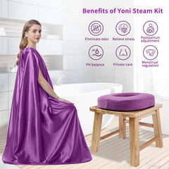 Yofuly Yoni Steamer gown covers the body to minimize heat loss.