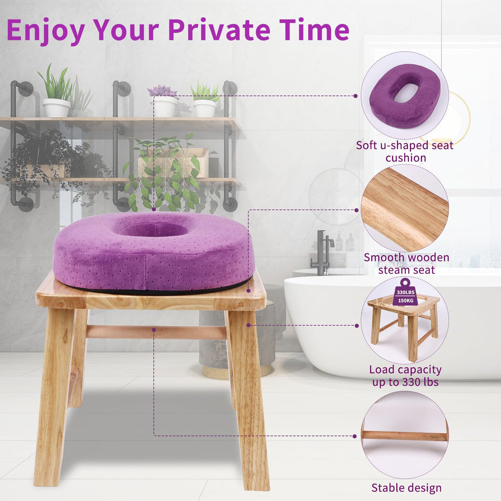 Yofuly U-shaped cushion provides stable, comfortable seating during steam sessions.