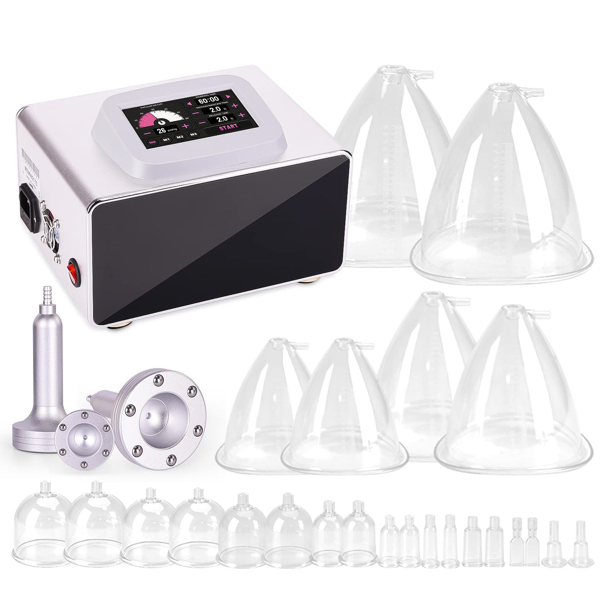Yofuly vacuum therapy front view with 1500 mL cups for versatile full-body cupping