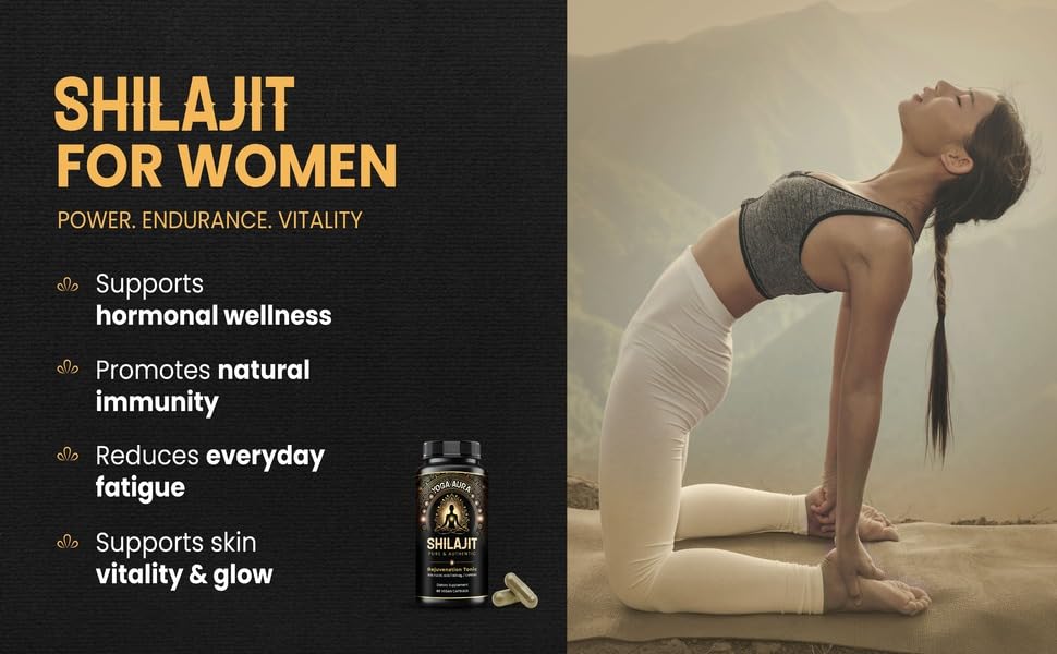 Yoga Aura daily ritual Shilajit capsules for balanced energy.