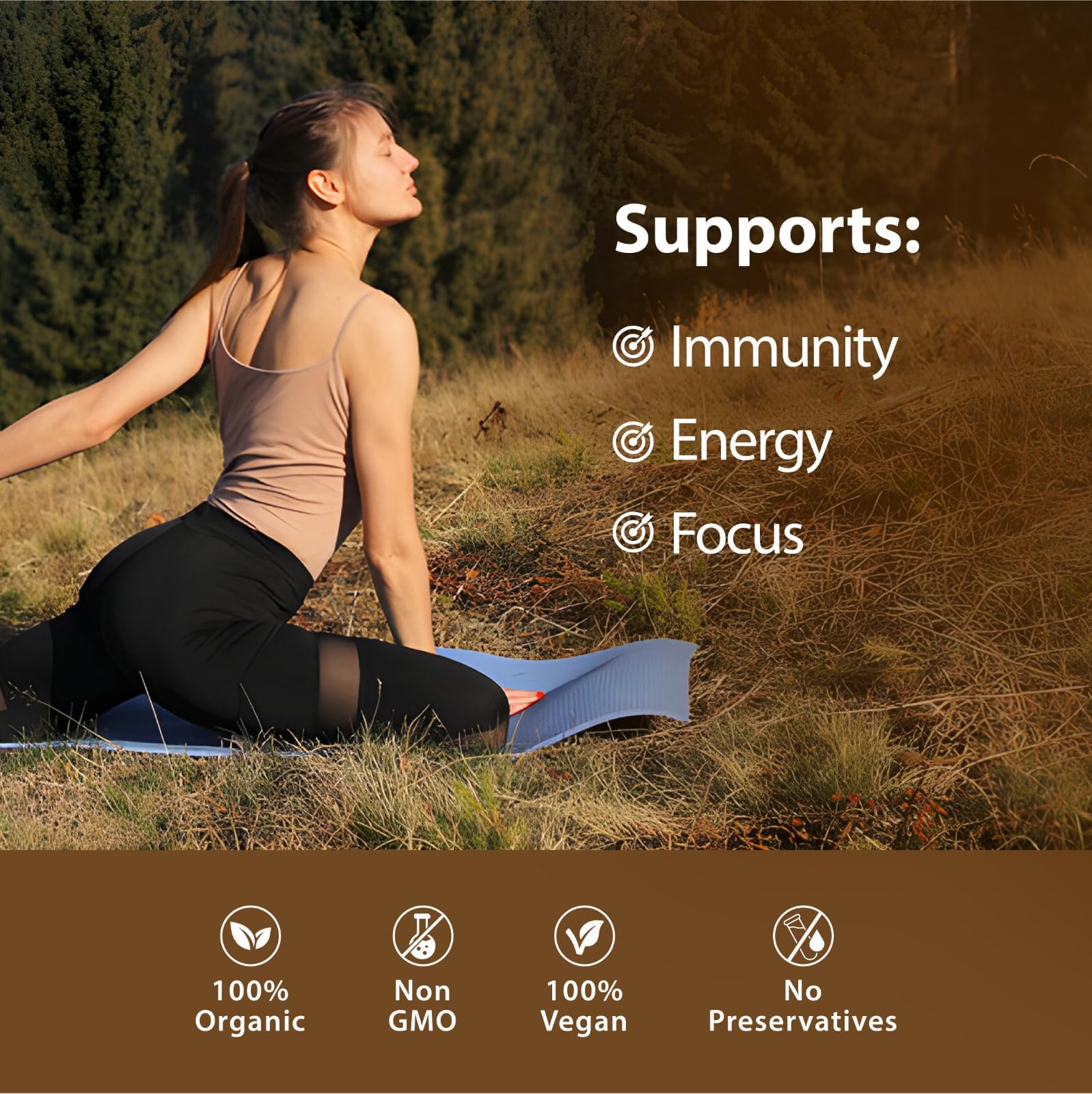 Yoga Aura Shilajit capsules in amber bottle for daily wellness.