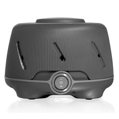 YOGASLEEP Dohm Charcoal front view shows dual-speed controls for customizable sleep sound.