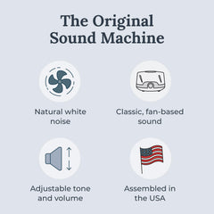 Yogasleep Dohm Classic side view with dual-speed controls for customizable ambiance.