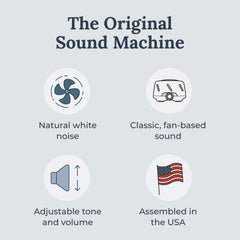 Yogasleep Dohm side controls shown for easy volume and tone adjustments.