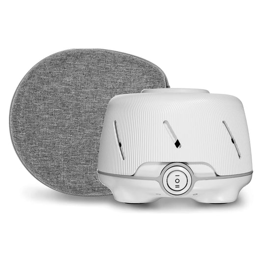Yogasleep Dohm white noise machine in white and gray for natural sleep ambiance