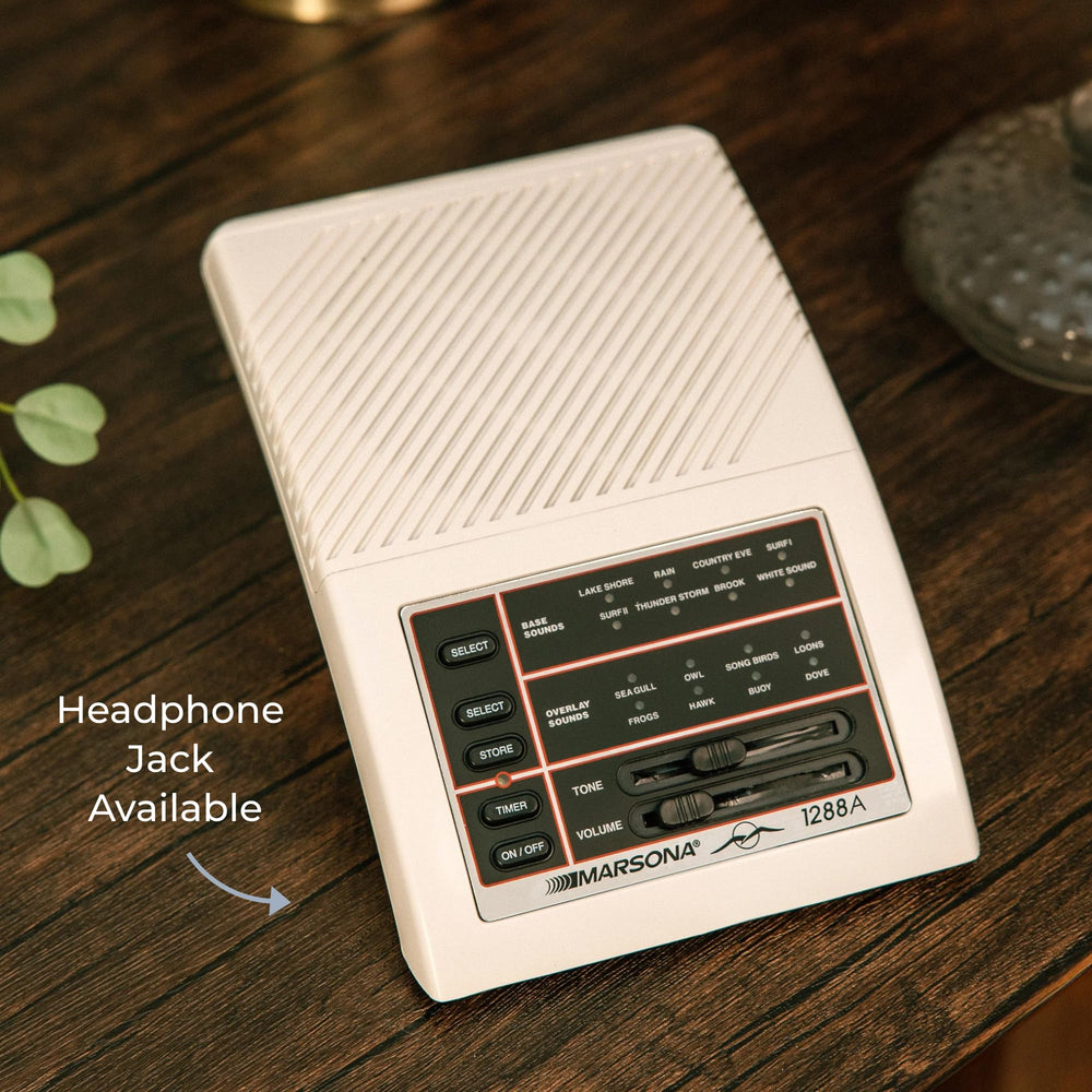 Yogasleep Marsona headphone jack enables private listening during use.