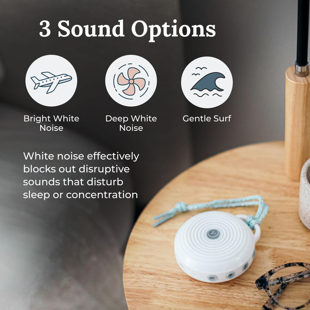 Yogasleep Rohm bright white noise option with adjustable volume for tailoring sound.