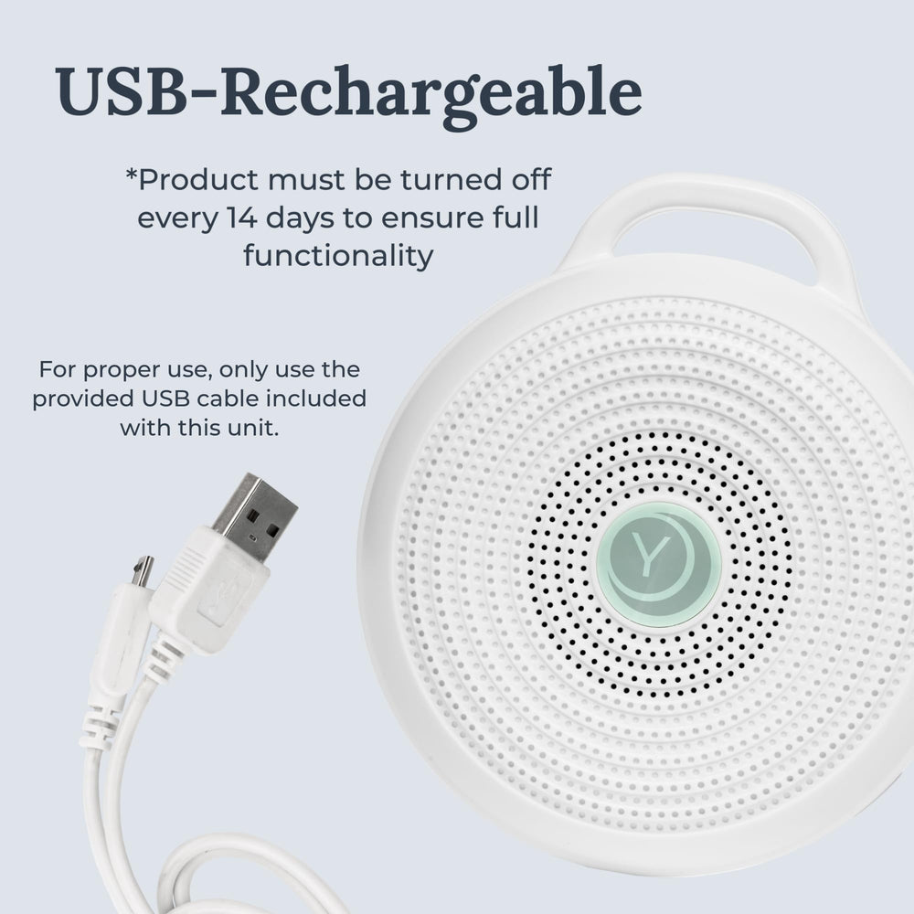 Yogasleep Rohm deep white noise option for steady masking in busy spaces.