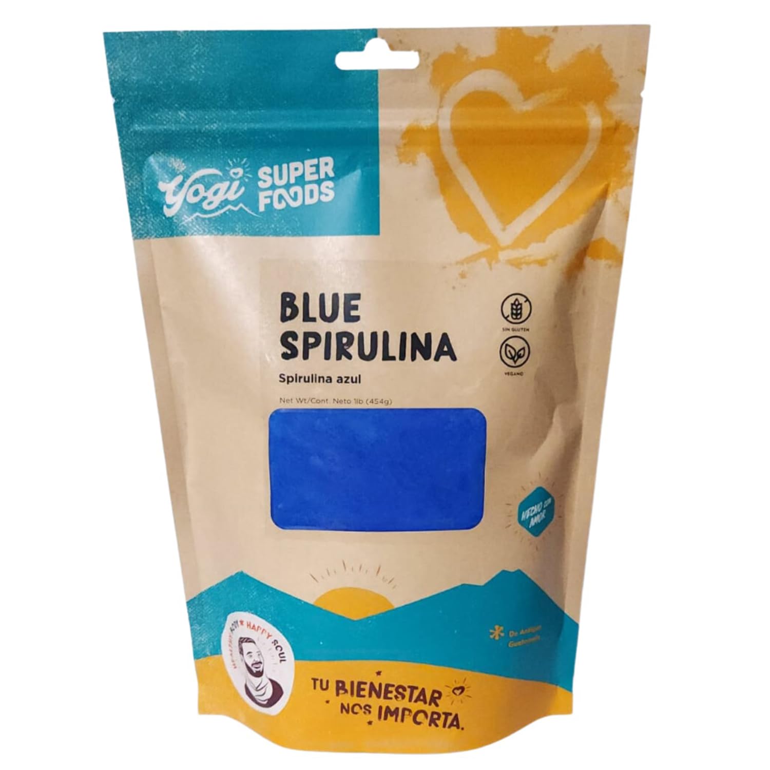 Yogi Super Foods blue spirulina powder in a jar for vibrant smoothies.