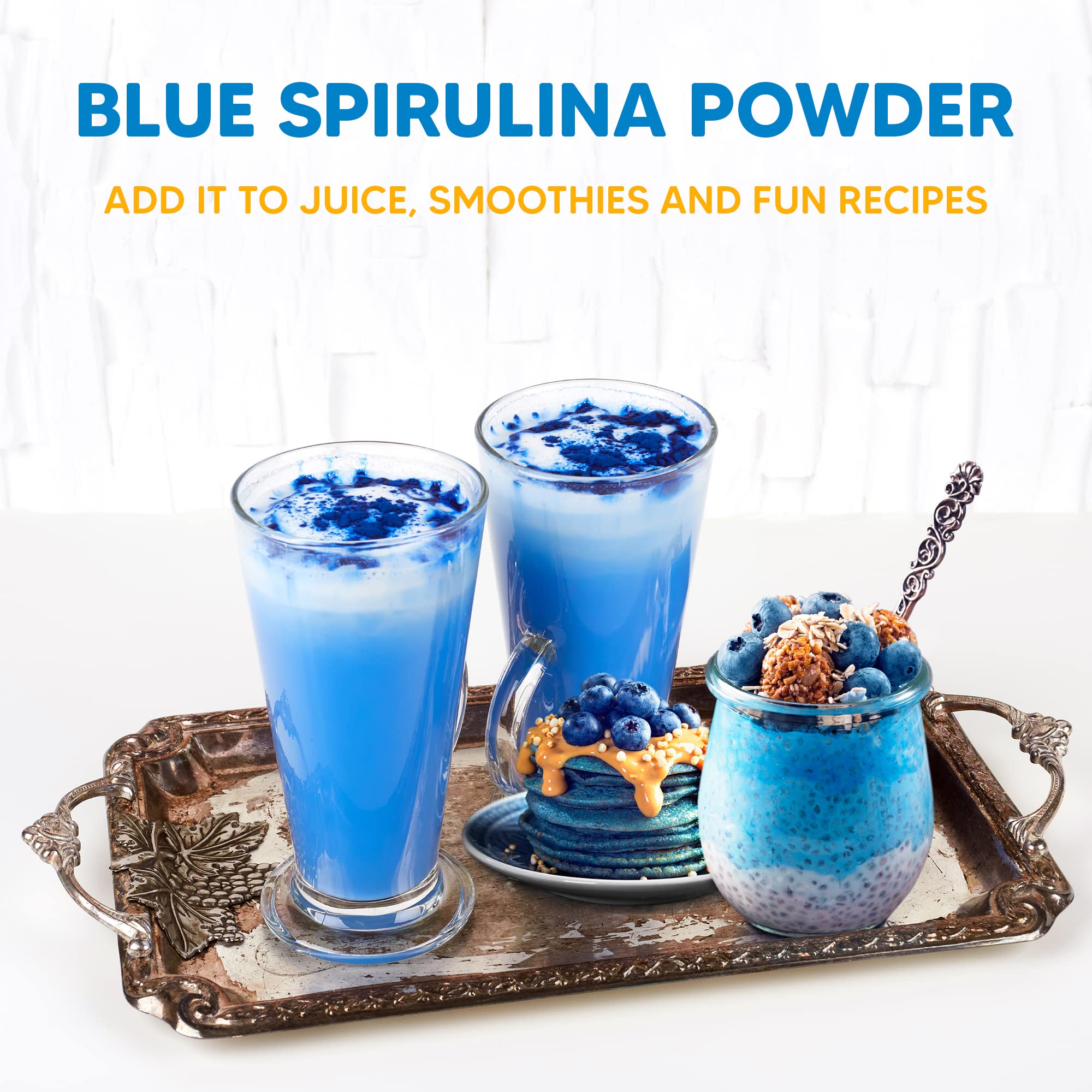 Raw and gluten-free blue spirulina powder from Yogi Super Foods.
