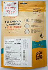 Scoop of Yogi Super Foods blue spirulina powder boosts protein in shakes.