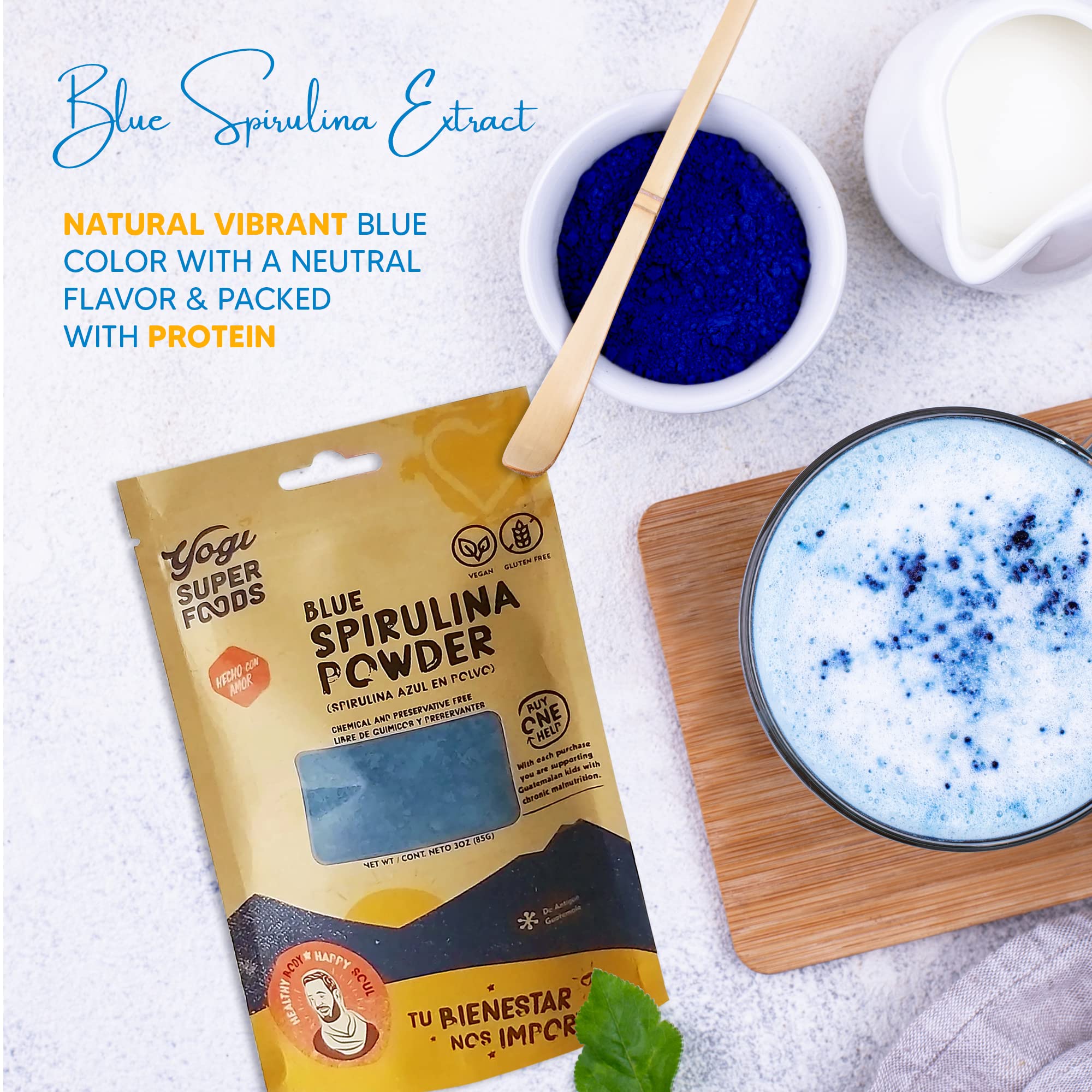 Blue spirulina powder swirls into smoothies for vibrant color and nourishment.