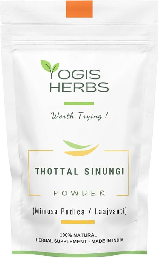 YOGIS HERBS Thottal Sinungi powder pack illustrates pure, natural digestive support.
