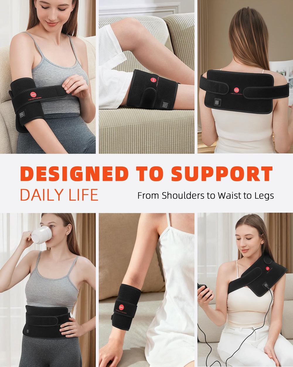 YOHOTESION pad used on abdomen for calm, warming relief during downtime.