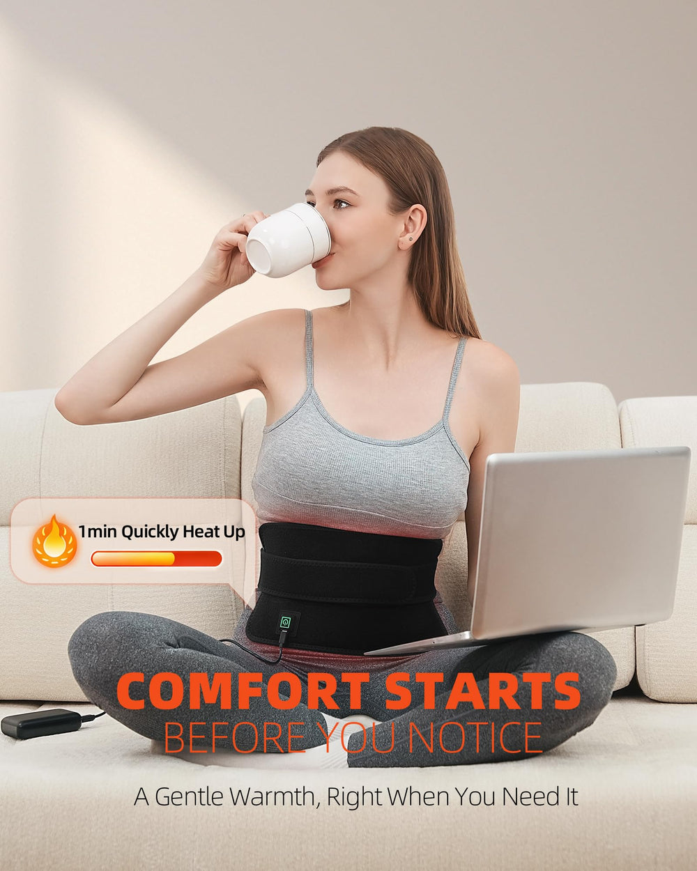 YOHOTESION pad on shoulders delivering soothing warmth for tension relief.