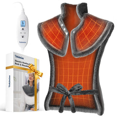 Yokimisu wearable heating pad contours around the neck and shoulders for targeted warmth.