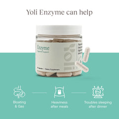 Yoli Enzyme capsules on white background for simple supplementation