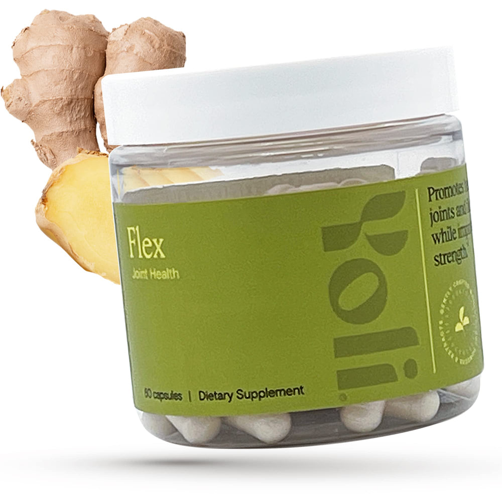 Yoli Flex bottle front showing branding and daily joint support.