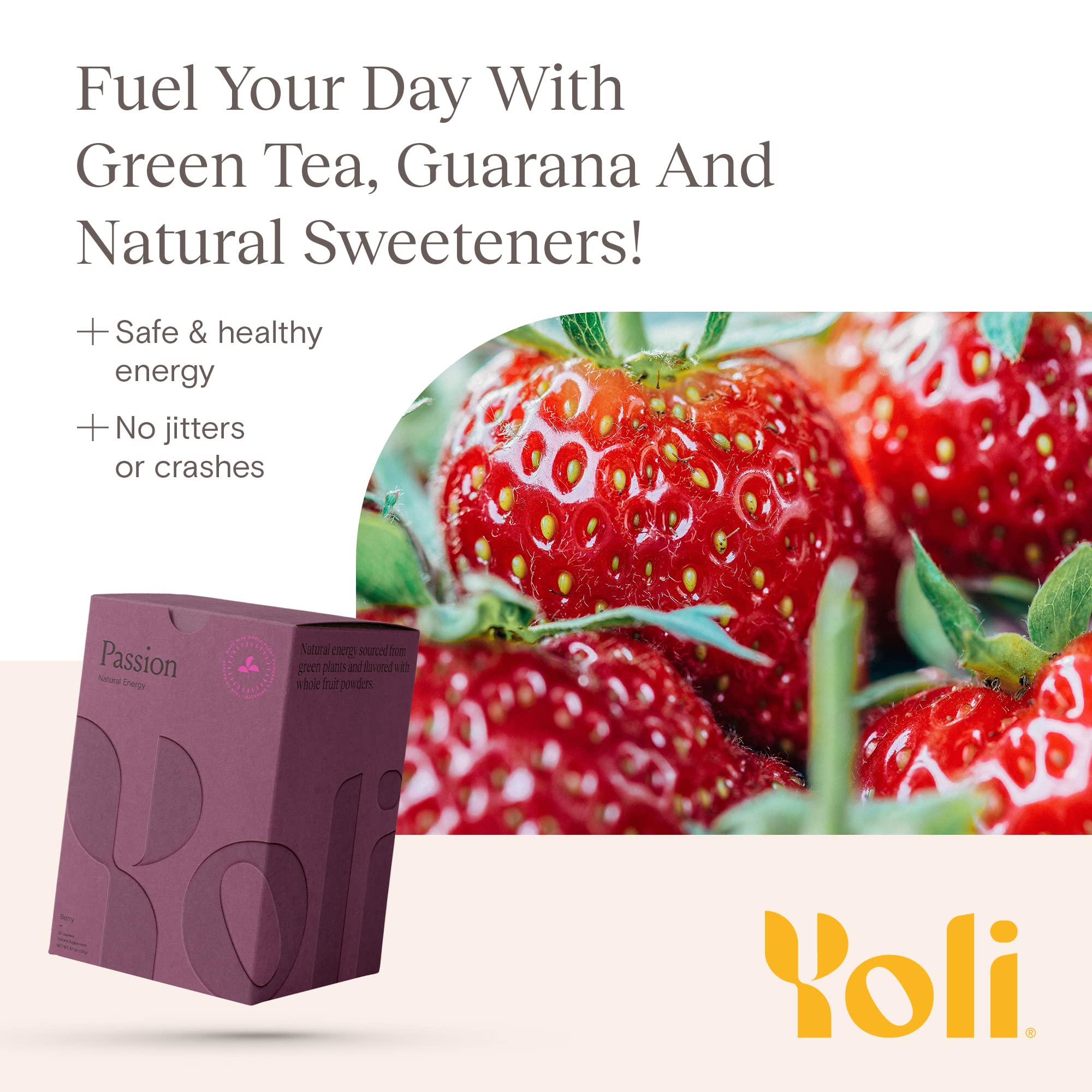 Yoli Passion Berry powder dissolving in water for quick hydration