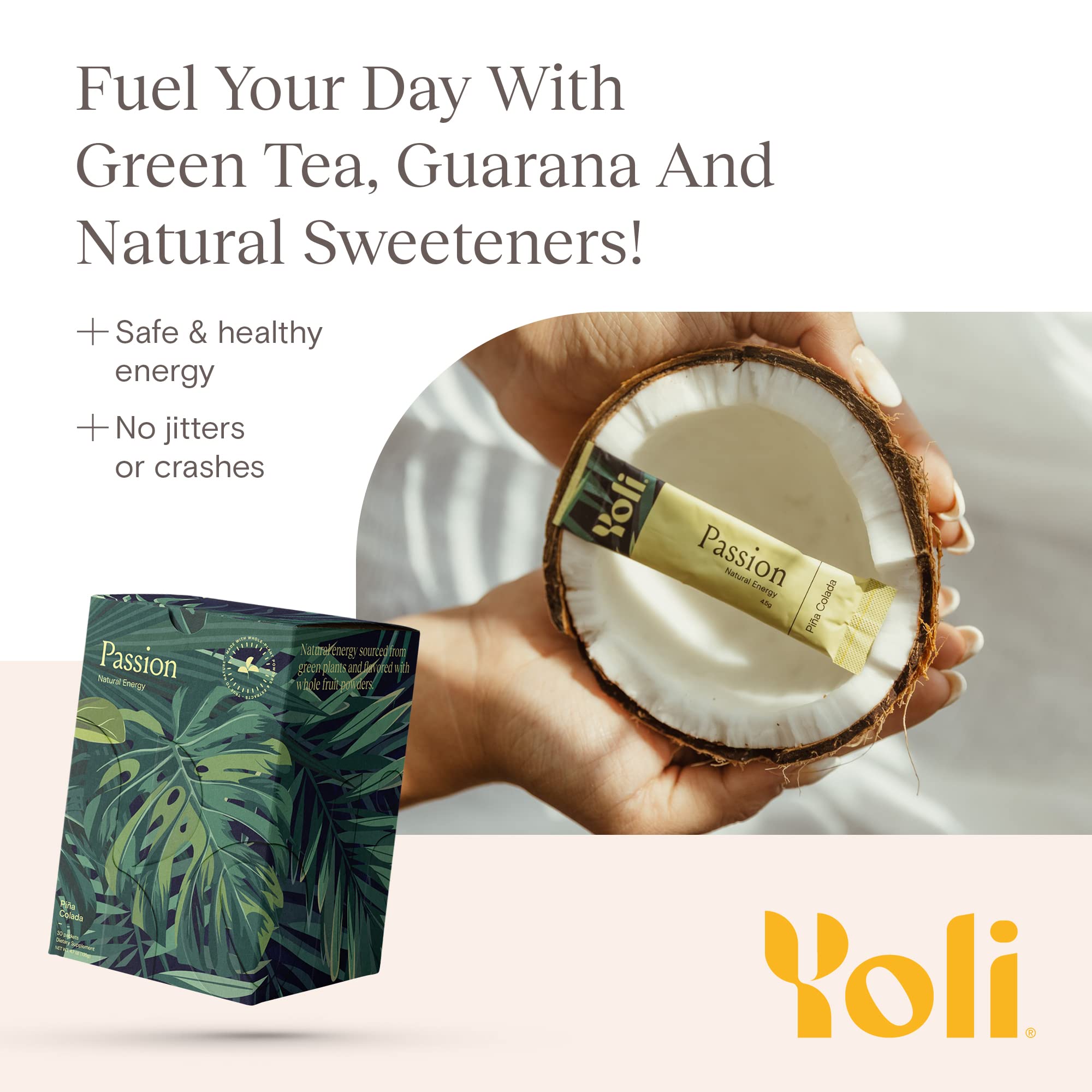 Yoli Passion green tea ingredients highlight natural energy from plants