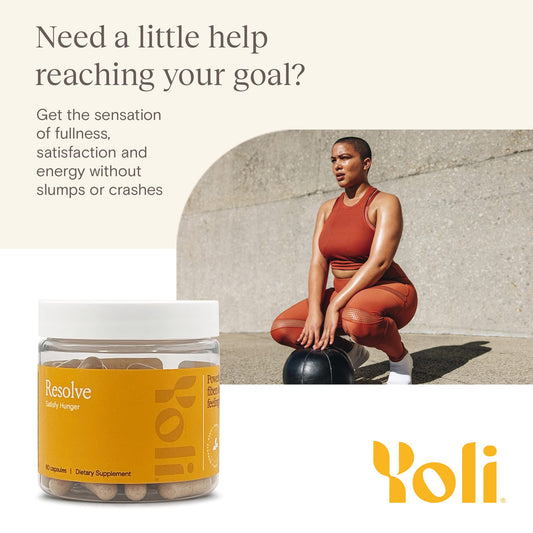 Close-up of Yoli Resolve capsules emphasizing convenient daily supplementation