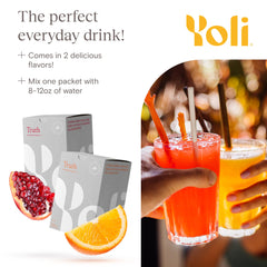 Yoli Truth ingredients panel featuring botanicals and superfruits for antioxidant balance.