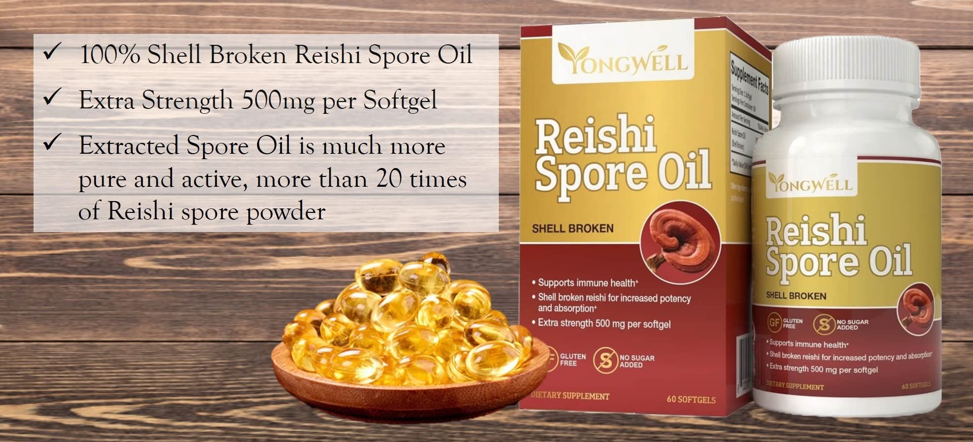 YongWell Reishi Spore Oil bottle-dispense demonstrates easy daily dosage
