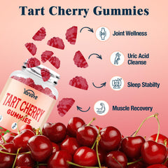 Yonrave Tart Cherry Gummies texture close-up highlighting chewy, vegan consistency.