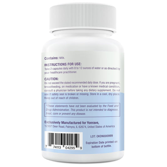 Yonrave bovine colostrum bottle close-up, highlighting Swiss quality.