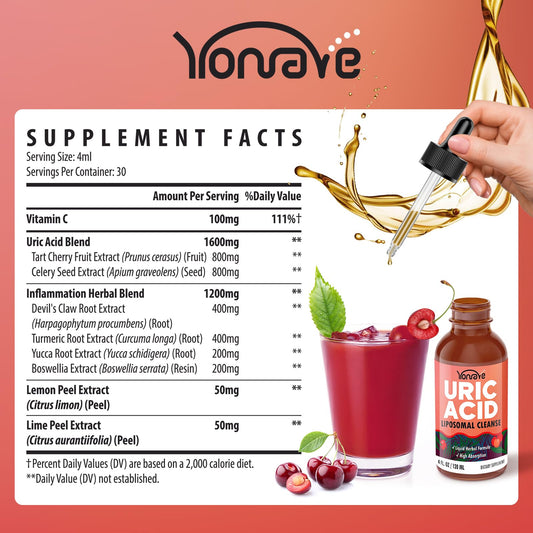 Yonrave uric acid drops pour shot capturing the smooth, berry infused liquid texture.