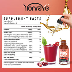 Yonrave uric acid drops pour shot capturing the smooth, berry infused liquid texture.