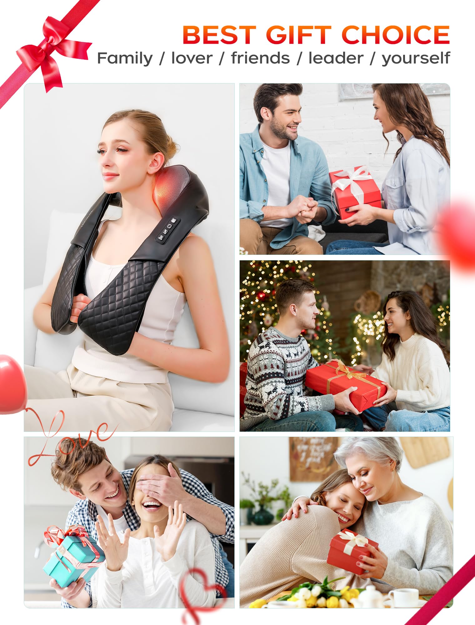 YoooJOY ergonomic U-shape design securely fits around neck and shoulders