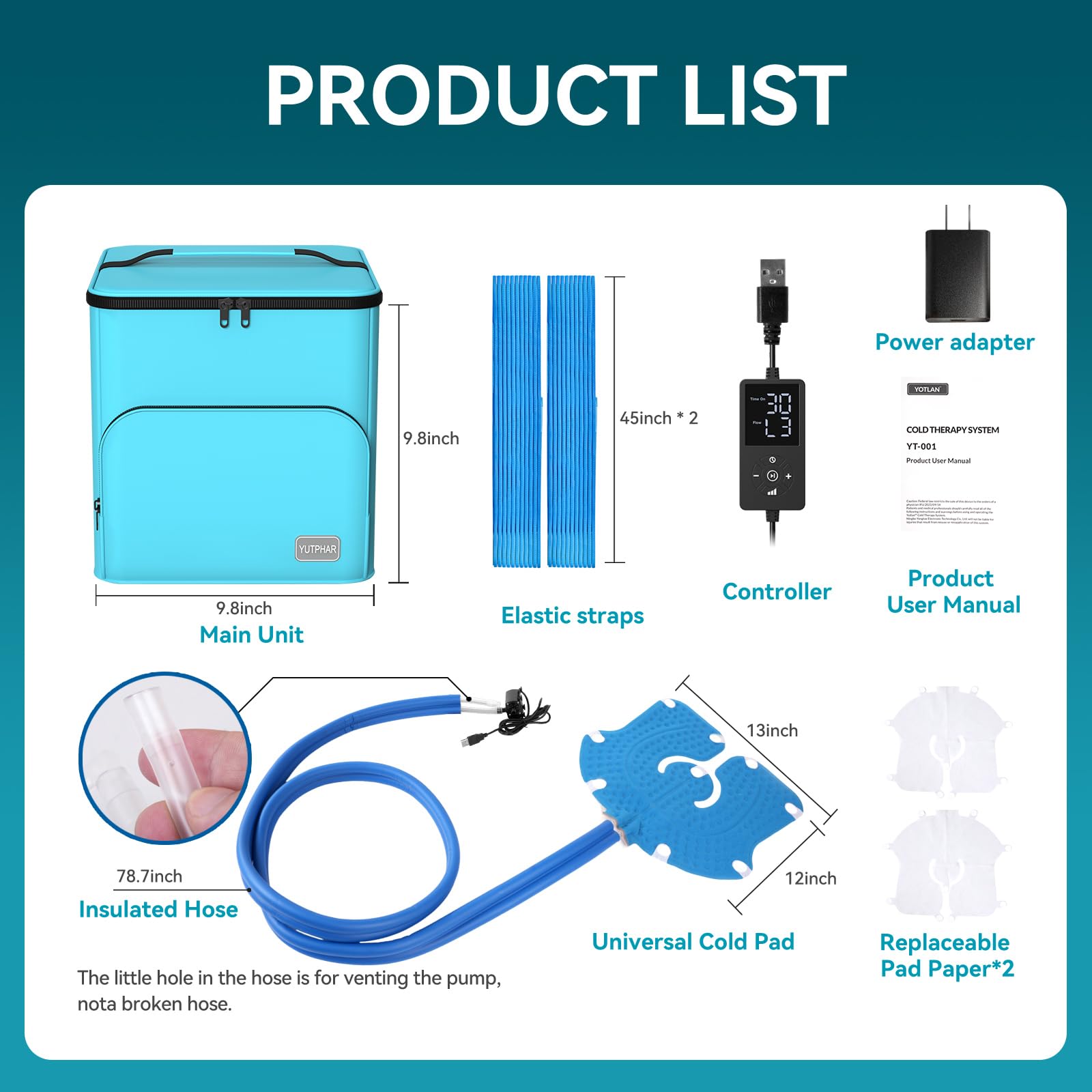 Yotlan USB-powered system enables cordless cooling therapy anywhere.