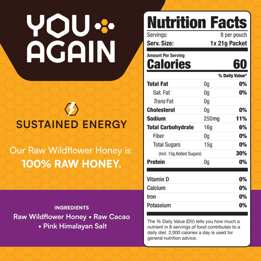 Close-up of creamed honey texture in You Again packet for quick, smooth energy