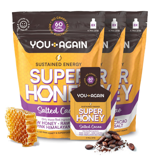 You Again Super Honey Chocolate packets packaging for convenient on-the-go energy