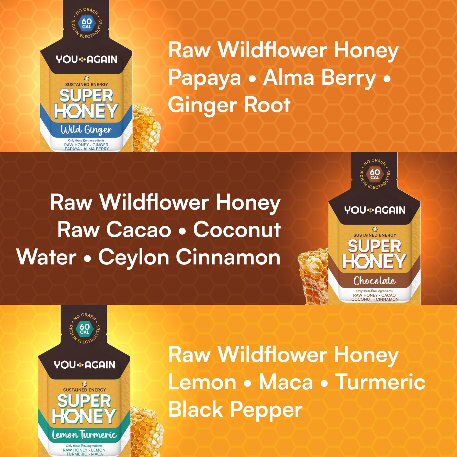 You Again Super Honey Salted Cacao packet boosts mid-ride energy