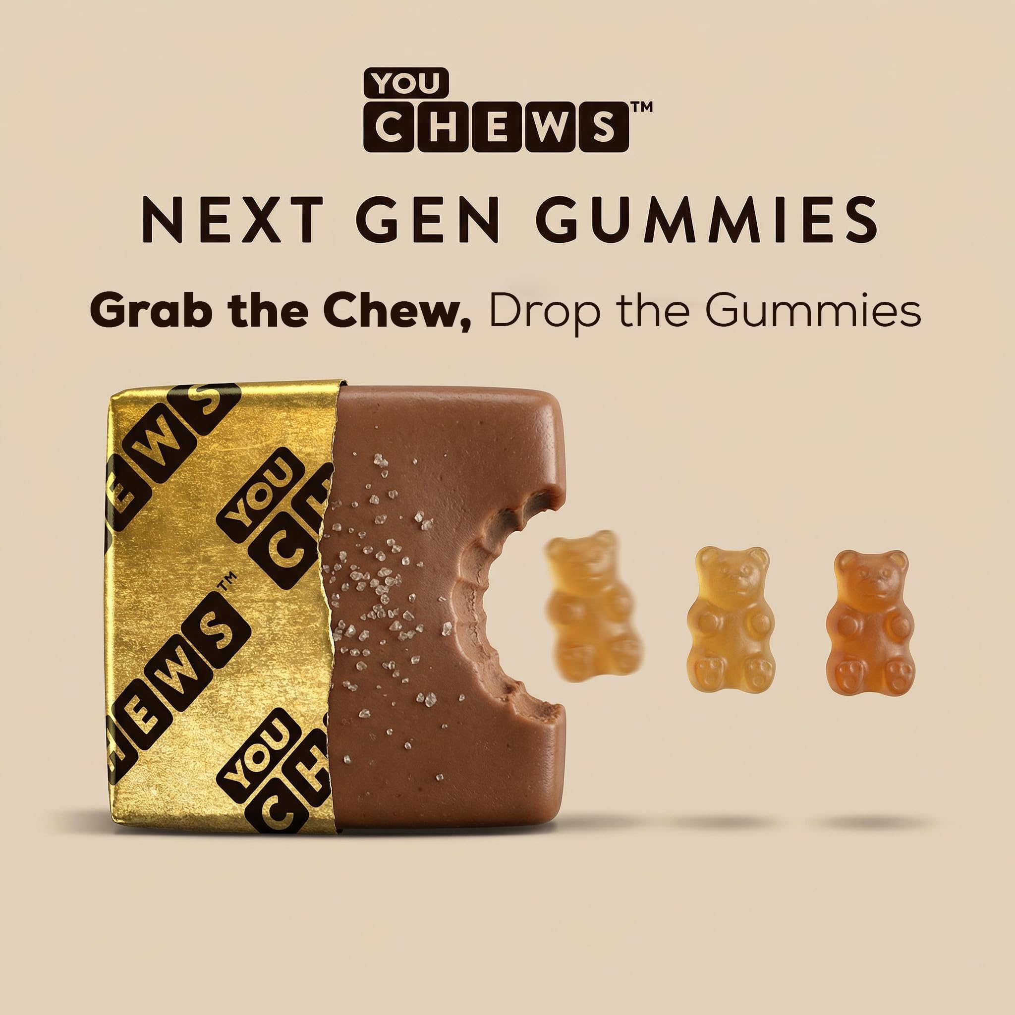 Close-up of caramel-flavored ACV chews highlighting texture