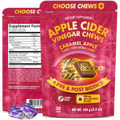YouChews ACV chews close-up texture shows soft caramel flavor