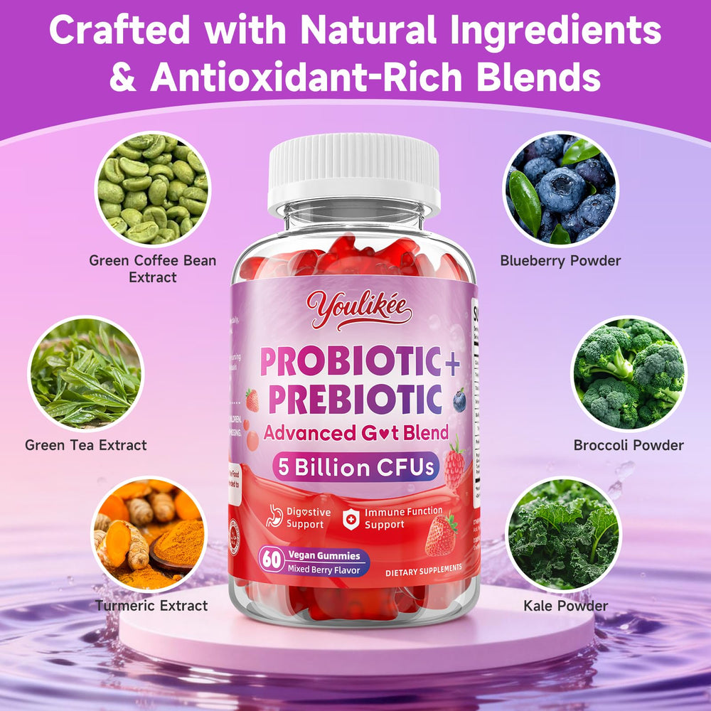 Youlikee nutrition facts highlight 5B CFUs and fiber for digestive balance