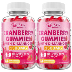 Youlikee Cranberry Gummies gluten-free badge on label.