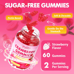 Youlikee Cranberry Gummies vegan sugar-free certification stamp.