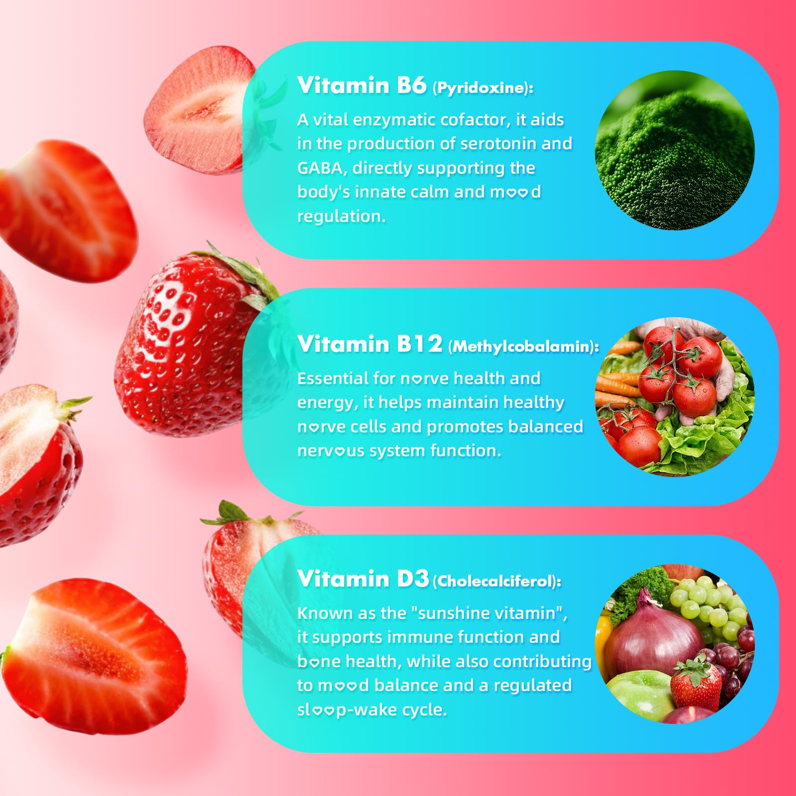 Youlikee GABA Gummies strawberry flavor illustrated as tasty sugar-free option