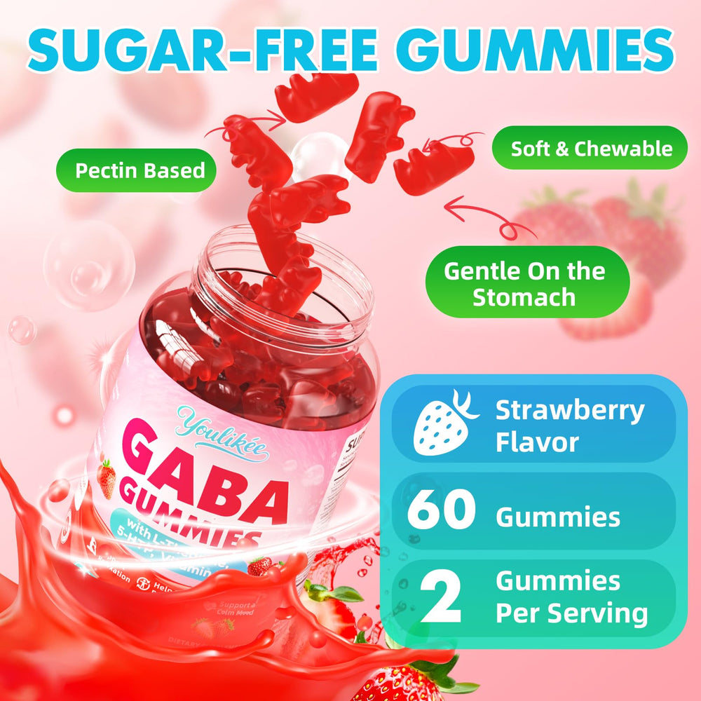 Youlikee GABA Gummies sugar-free badge emphasizing guilt-free enjoyment