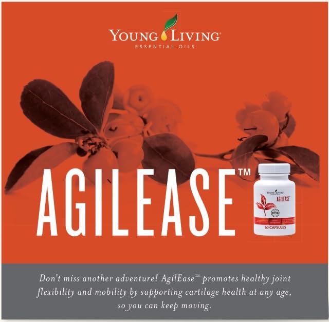 Young Living AgilEase capsules closeup highlighting UC-II collagen benefits.