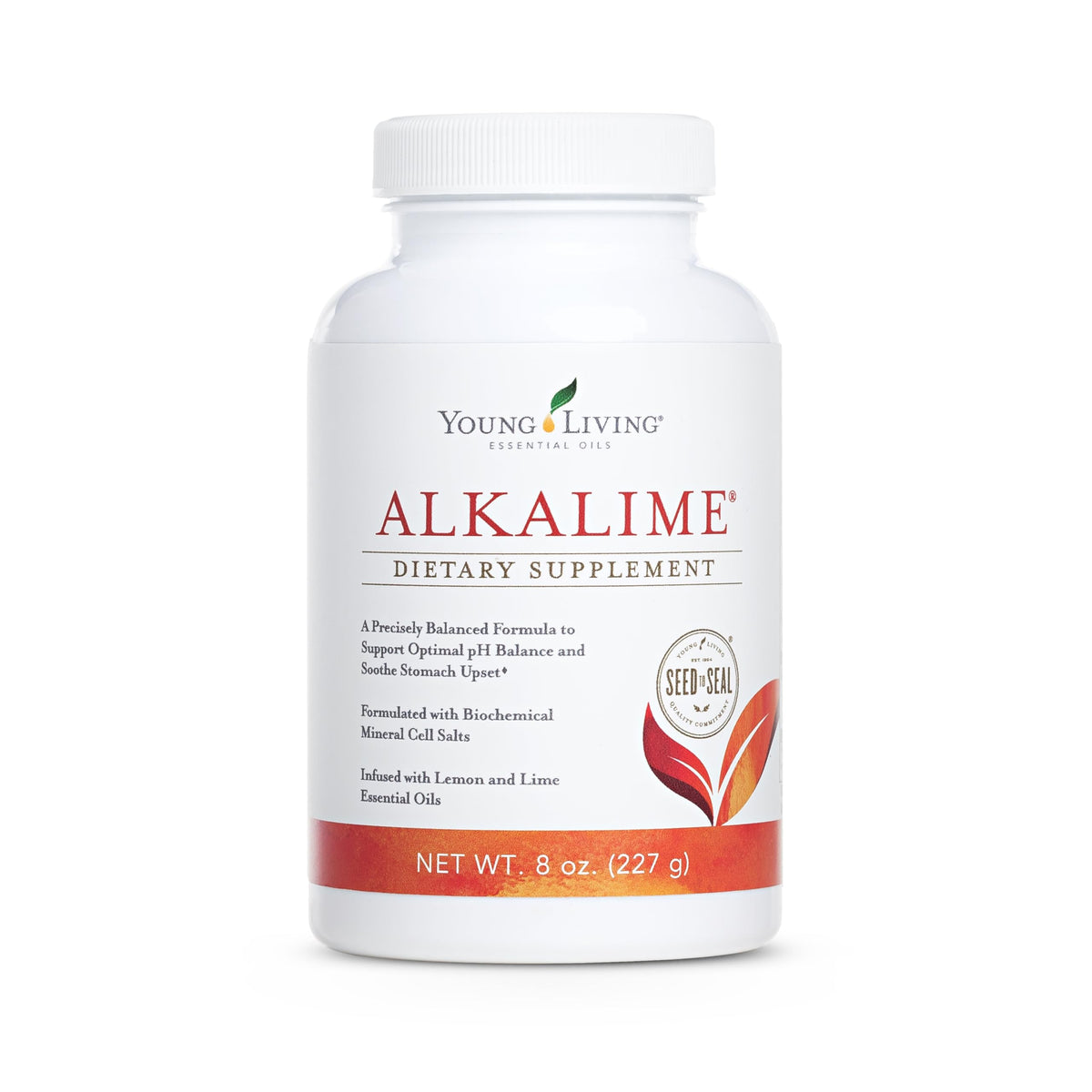Young Living AlkaLime bottle front for a refreshing citrus boost.