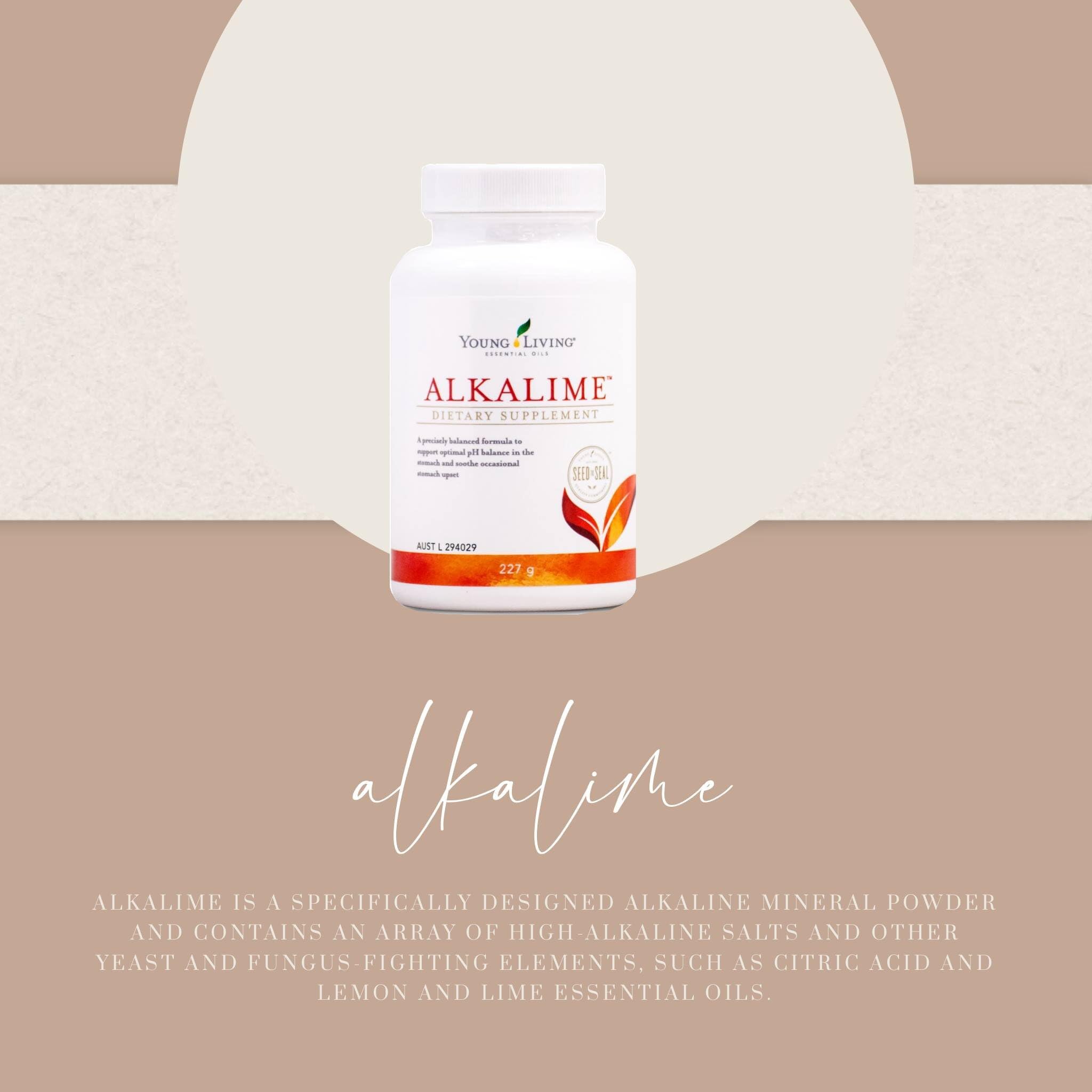 Young Living AlkaLime ingredients lemon-lime label detail highlighting minerals.