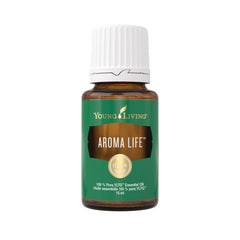 Young Living Aroma Life bottle pour showcases a calming aroma for relaxation.