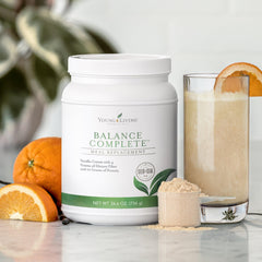 Young Living Balance Complete superfood blend highlighting antioxidant-rich ingredients.
