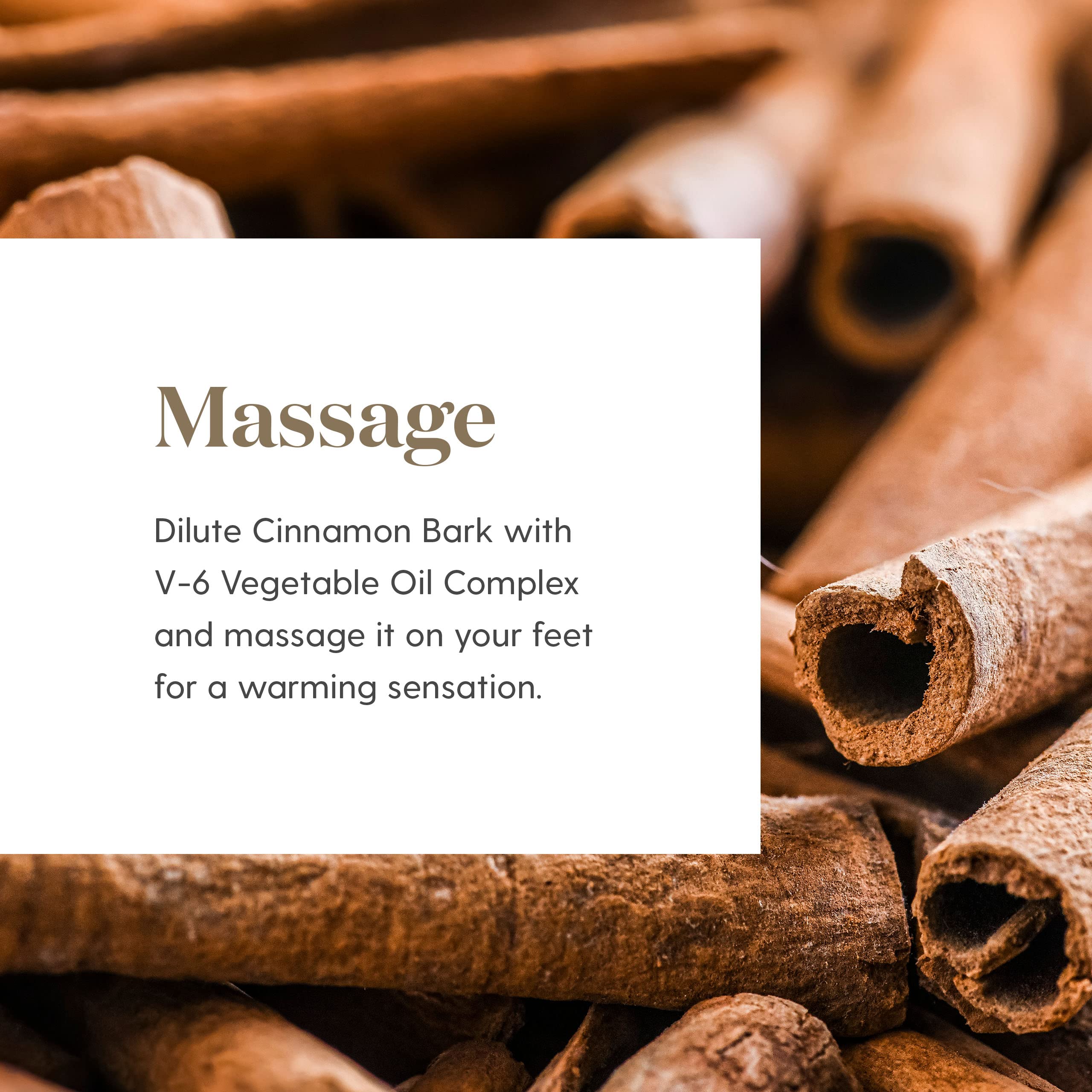 Young Living Cinnamon Bark oil applied to skin when properly diluted for a gentle scent.