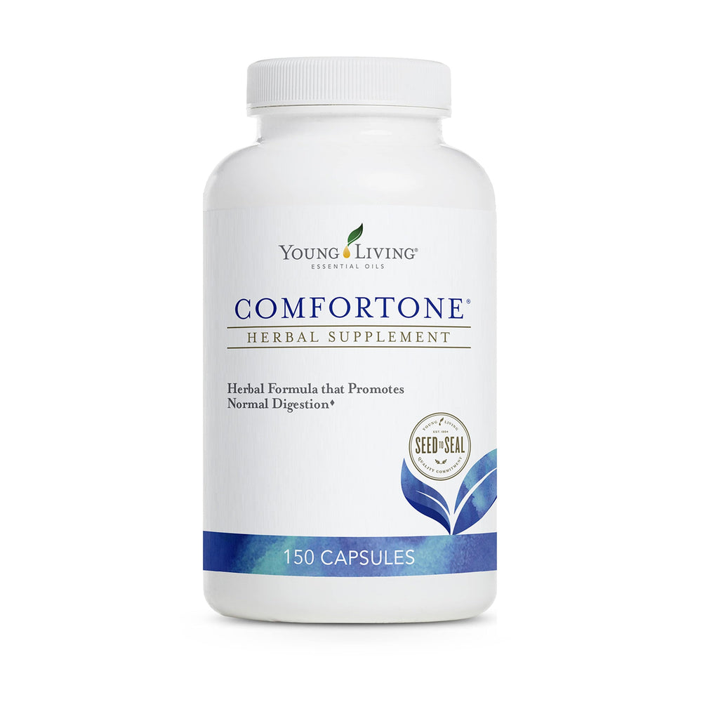 Young Living ComfortTone capsules bottle showing natural digestive support with herbal blend